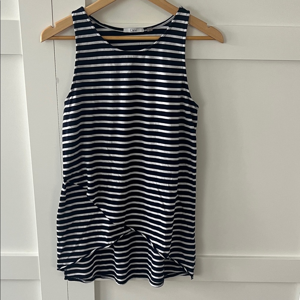 Dex Navy and White Striped Tank Top